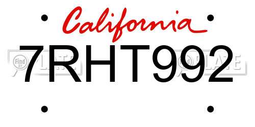 7RHT992 California License Plate