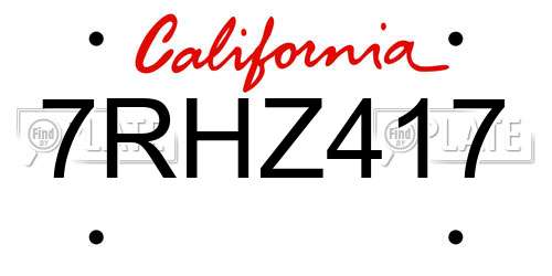 7RHZ417 California License Plate