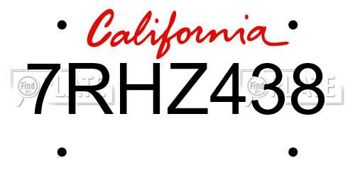 7RHZ438 California License Plate