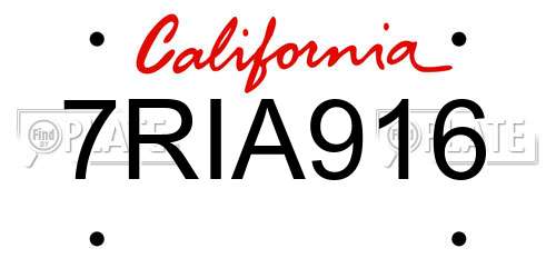 7RIA916 California License Plate