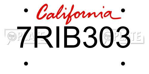 7RIB303 California License Plate