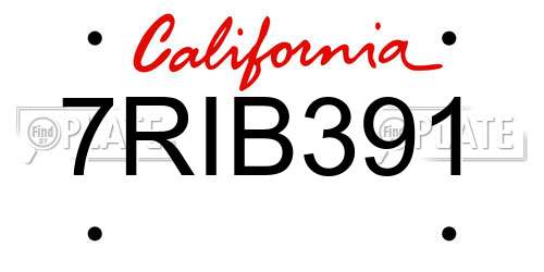 7RIB391 California License Plate