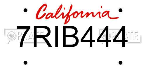 7RIB444 California License Plate