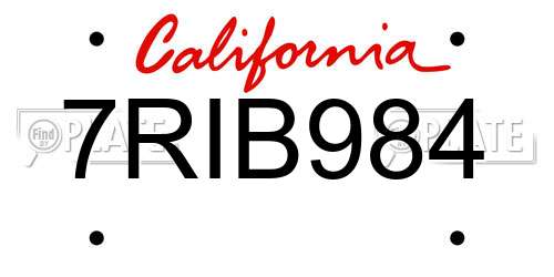 7RIB984 California License Plate