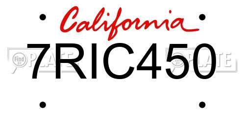 7RIC450 California License Plate