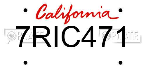 7RIC471 California License Plate