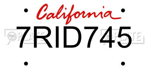7RID745 California License Plate