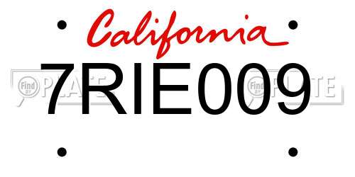 7RIE009 California License Plate