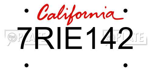 7RIE142 California License Plate