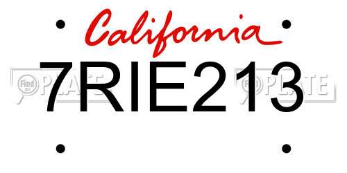 7RIE213 California License Plate