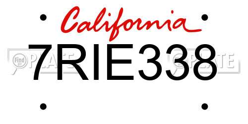 7RIE338 California License Plate