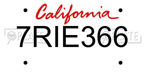 7RIE366 California License Plate