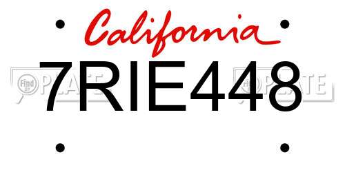 7RIE448 California License Plate
