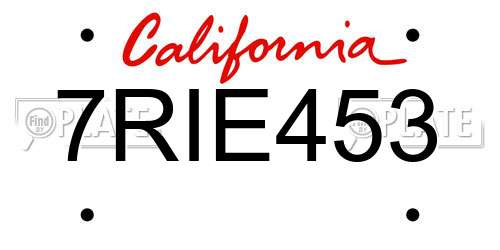 7RIE453 California License Plate