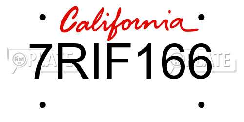 7RIF166 California License Plate