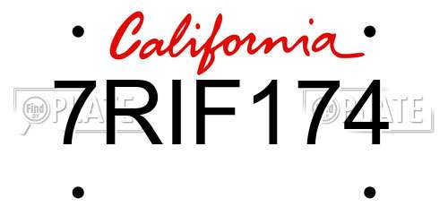7RIF174 California License Plate