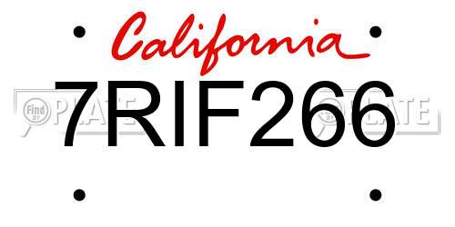 7RIF266 California License Plate