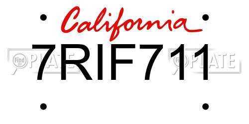 7RIF711 California License Plate