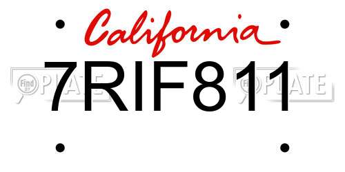 7RIF811 California License Plate