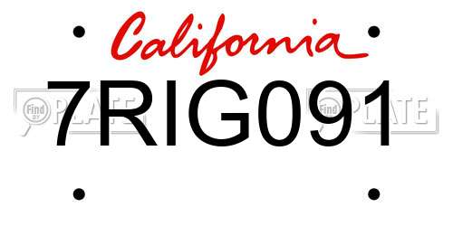 7RIG091 California License Plate