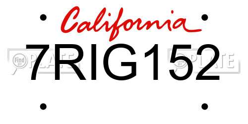 7RIG152 California License Plate