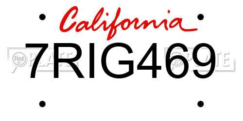 7RIG469 California License Plate