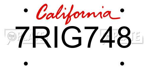 7RIG748 California License Plate