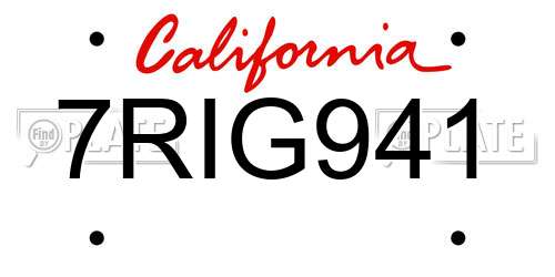 7RIG941 California License Plate