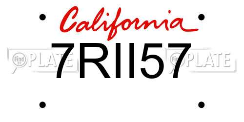 7RII57 California License Plate