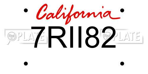 7RII82 California License Plate
