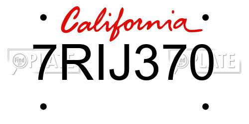 7RIJ370 California License Plate
