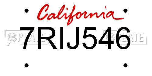7RIJ546 California License Plate