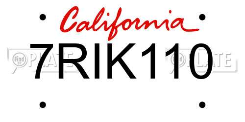 7RIK110 California License Plate