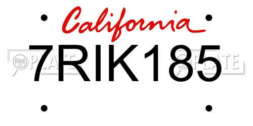 7RIK185 California License Plate