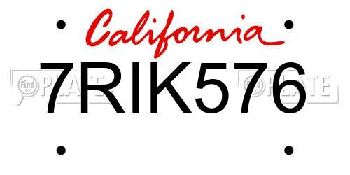 7RIK576 California License Plate
