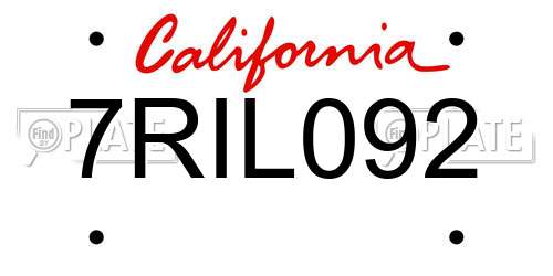 7RIL092 California License Plate