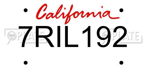 7RIL192 California License Plate