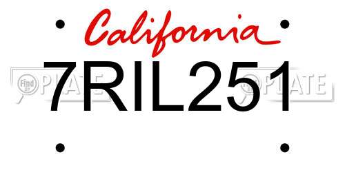 7RIL251 California License Plate