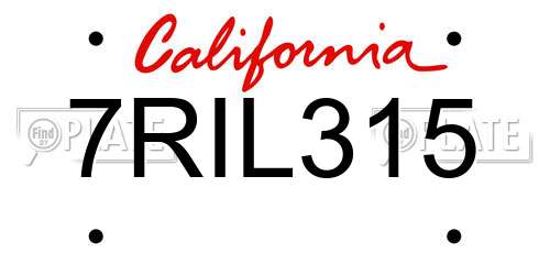 7RIL315 California License Plate