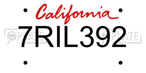 7RIL392 California License Plate