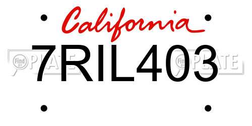 7RIL403 California License Plate