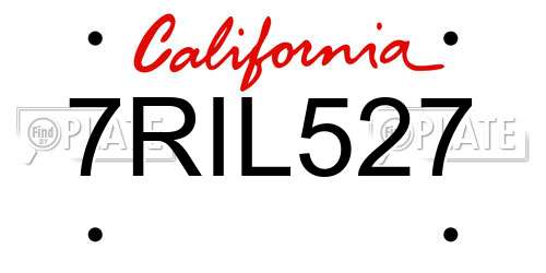 7RIL527 California License Plate