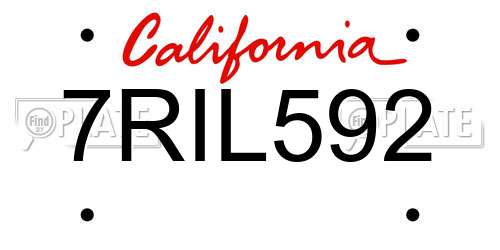 7RIL592 California License Plate