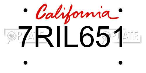7RIL651 California License Plate