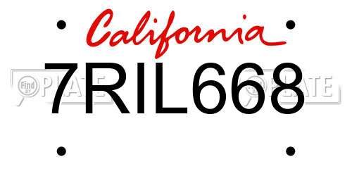7RIL668 California License Plate