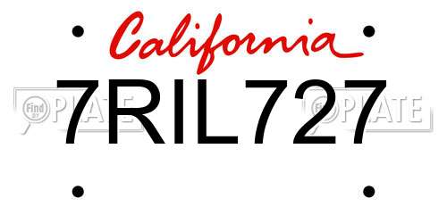 7RIL727 California License Plate