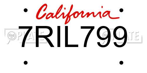 7RIL799 California License Plate