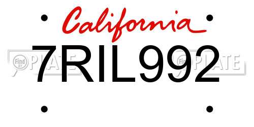 7RIL992 California License Plate