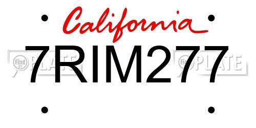 7RIM277 California License Plate