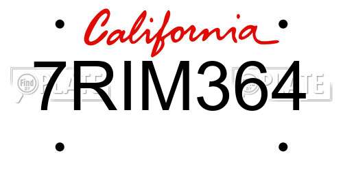 7RIM364 California License Plate